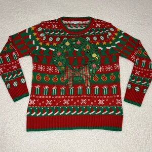 Holiday Hype Women Multicolor Wreath Bells Christmas Sweater